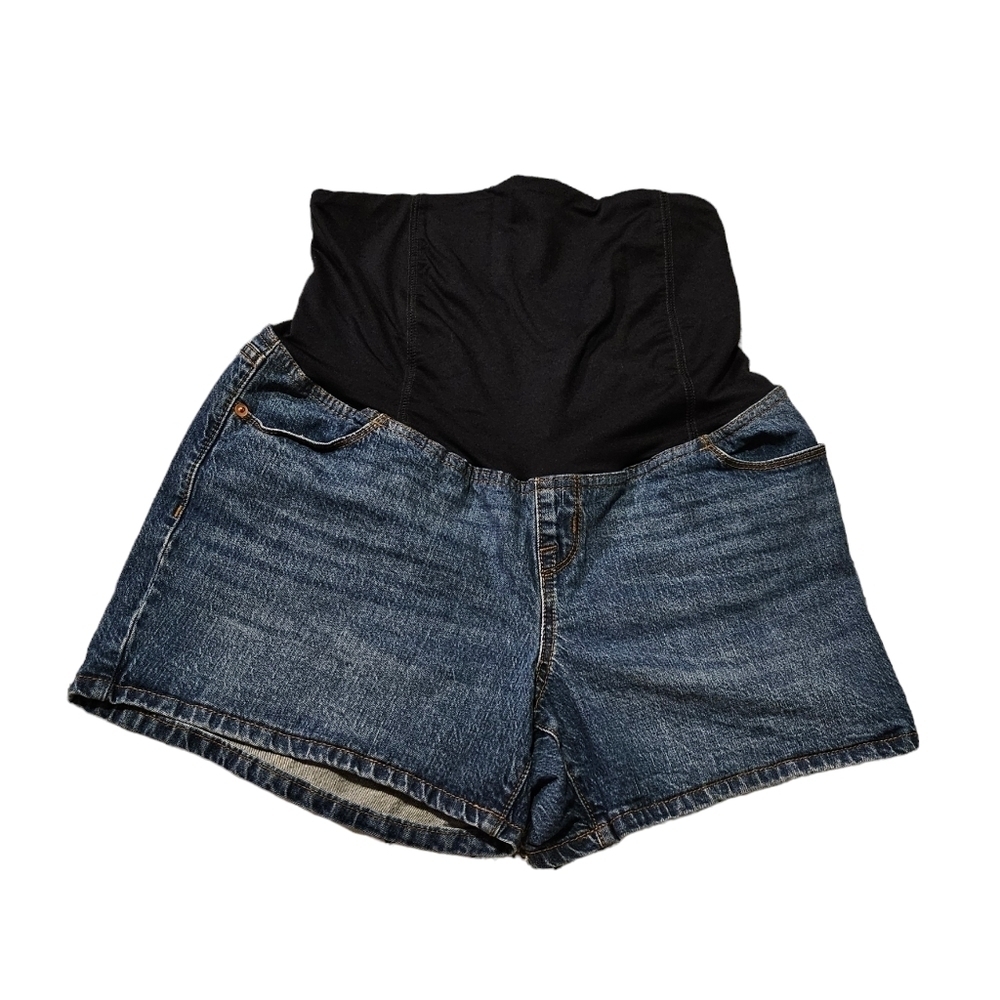 Isabel Denim Midi Maternity Shorts 99% Cotton 1% Spandex Size 10